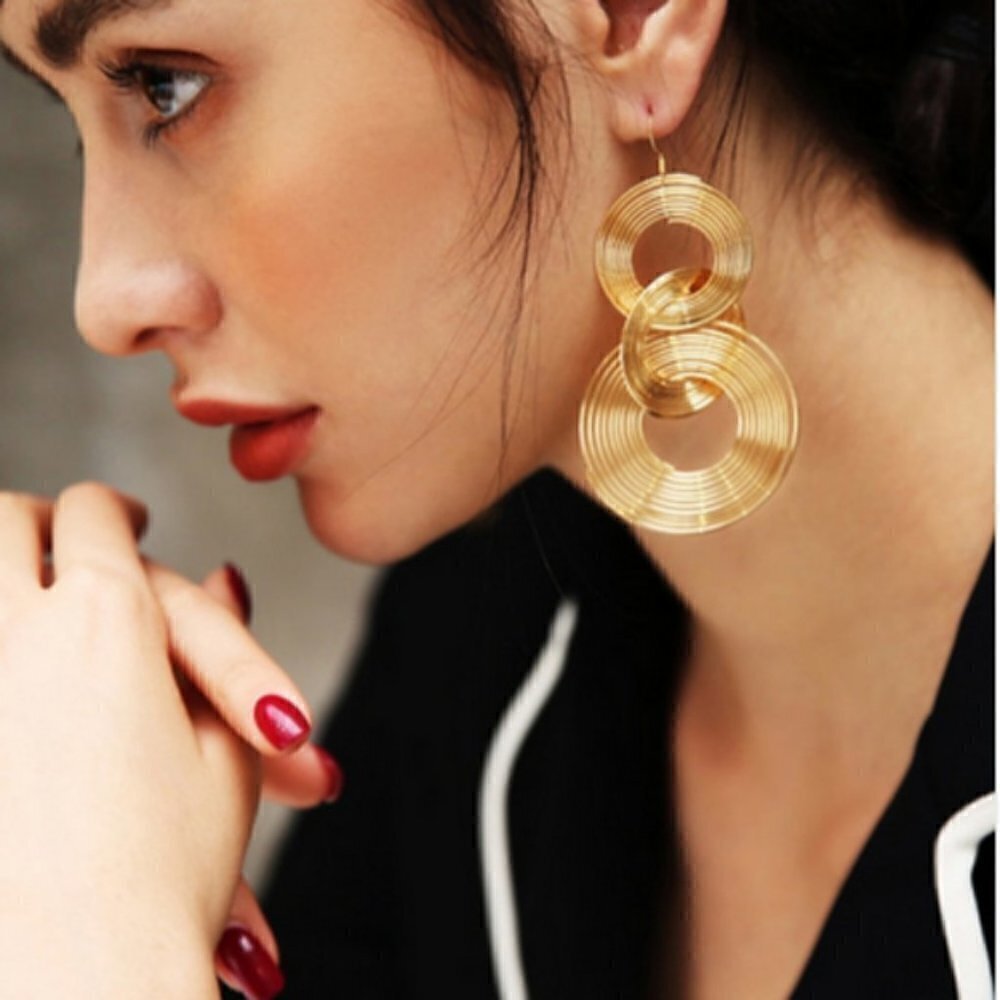 Elegant long circle earrings jewelry